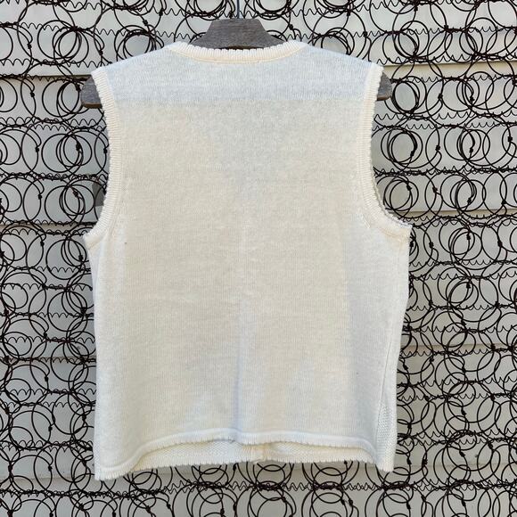 Vintage Nativity Sweater Vest Embroidered Cream Christmas Holiday Baby Jesus - Picture 2 of 4